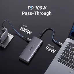 Док-станція USB3.1 Type-C --> HDMI 4K30Hz/USB 3.0x2/Type-C/SD/TF/ PD 100W CM498 7 in 1 Ugreen - мініатюра 3