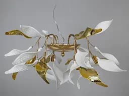 Современная подвесная люстра с фарфоровыми элементами, 6 ламп, золото.