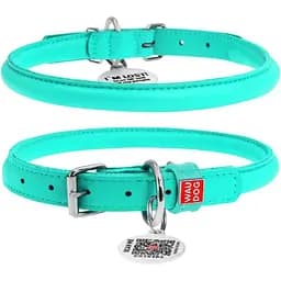 Нашийник для собак Waudog Glamour шкіряний з QR паспортом, круглий, S, Д 10 мм, Дов 33-41 см (2035051300005)