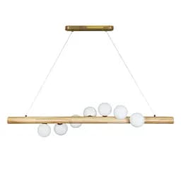 Люстра стельова LED Levistella 7529783-7 WOOD+WH, 7 плафонів, 1200 мм, біле скло, дерев'яний корпус, сучасний стиль для дому