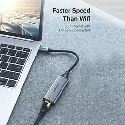 Провідний мережевий адаптер USB C - RJ45 Ethernet UGREEN Thunderbolt 3 Grey (CM199) - мініатюра 2