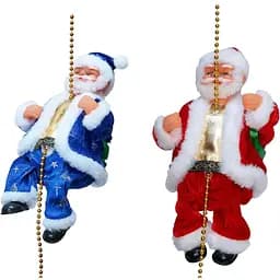 Новогодняя музыкальная декорация Devilon Дед Мороз 23 см на веревке с бусинами 1 м в ассортименте (810405)