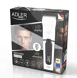 Акумуляторна машинка для стрижки волосся Adler AD 2839 з дисплеєм IPX6 2000 мАг 6 насадок Turbo режим - мініатюра 4