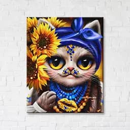 Картина постер на полотні BrushMe Творча киця