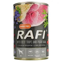 Влажный корм для собак Dolina Noteci Rafi паштет из говяжьего желудка с ветчиной, голубикой и клюквой 400 г (DN257-304975)