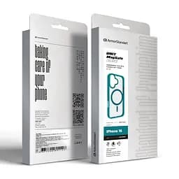 Чехол Apple iPhone 16, Unit MagSafe, зеленый, прозрачный, магсейф, противоударный, магнитный, панель-накладка с поддержкой MagSafe, с поддержкой беспроводной зарядки, TPU+PC, защита всего корпуса, ударопрочный, ArmorStandart (ARM79293) - мініатюра 6