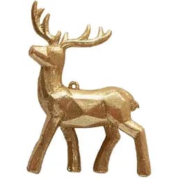 Елочная игрушка Олень Devilon 13 см золотистый пластик декоративная новогодняя фигурка (004768)