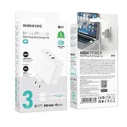 Зарядний пристрій Borofone BN11 USB/2 Type-C PD 100W білий + кабель Type-C to Type-C - мініатюра 8