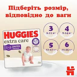 Підгузки-трусики Huggies Extra Care Pants 5 (12-17 кг), 34 шт. - мініатюра 10
