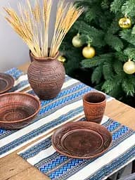 Льняная салфетка с украинским орнаментом Рандеву 30х40 см 21 шт. Синий