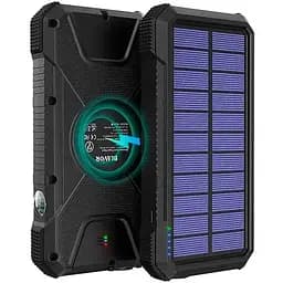 Противоударный Повербанк с солнечной панелью Solar Power Bank 20000 mAh PN-W12 IPX4 18W QC/PD Qi