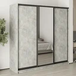 Шкаф-купе трехдверный MebelStar Стандарт BG 2ДСП/Зеркало 210x45x210 см Бетон (MBS-8379)