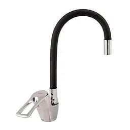 Змішувач для кухні Zerix YUB 181 з чорним гнучким виливом ZX0438 Хром