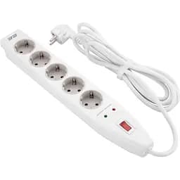 2E Мережевий фільтр 5XSchuko із захистом від імпульсних стрибків напруги, 3G*1.5мм, 3м, white