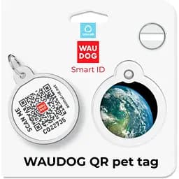 Адресник для собак і котів Waudog Smart ID з QR паспортом Земля 25 мм - мініатюра 5