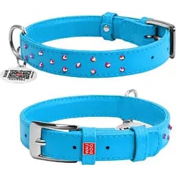 Нашийник для собак Waudog Glamour шкіряний з QR паспортом, з клейовими стразами, S, Ш 20 мм, Дов 30-39 см (4823089306995)