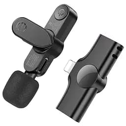 Петличний бездротовий мікрофон Borofone BFK12 Trophy lavalier Lightning Black - мініатюра 4
