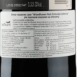 Вино Woodhaven Zinfandel California, червоне, напівсухе, 0,75 л - мініатюра 3