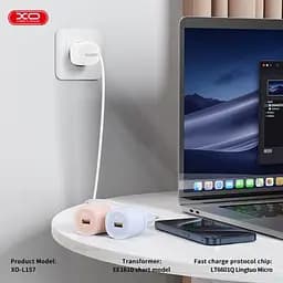 Мережевий зарядний пристрій XO L157(EU) QC3.0 18W Charging Charger with Micro cable (NB103) синій - мініатюра 2