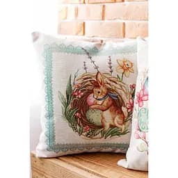 Подушка декоративна Прованс Злагода Зайчик з синьою стрічкою 45х45 см (34256)