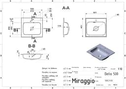 Умивальник Miraggio Della 500 mirastone gray 0000985, Сірий - мініатюра 3