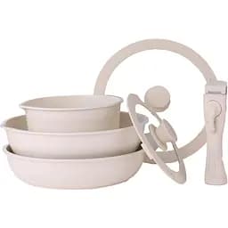 Набір посуду з кришками Zilan ZLN0965 5 шарове дно ручка, що знімається 8 предметів