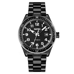 Чоловічий класичний годинник Skmei 9232 Чорний на чорному браслеті