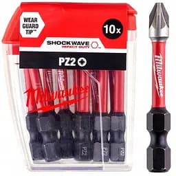 Біта SHOCKWAVE MILWAUKEE, PZ2, 50мм, (10 шт), пластикова коробка