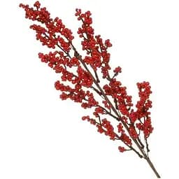 Искусственная ветка 63 см Флористический материал для декора с глянцевыми ягодами Красная