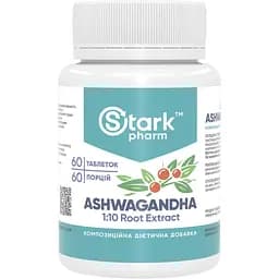 Адаптоген на основе ашвагандхи Stark Pharm Ashwagandha 1:10 Root Extract 500 мг 60 таблеток (2023-10-4663)