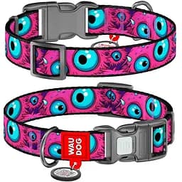 Нашийник для собак нейлоновий Waudog Nylon з QR паспортом Око монстра S 1.5х 25-35 см