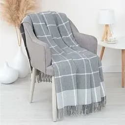 Плед бавовняний Vladi Валенсія Гаррі 140х200 біло-сірий 6