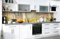 Кухонний фартух Сонячне Місто вінілова наклейка для кухні ПВХ Квіти Архітектура Жовтий Happy Pocket Z181369 - мініатюра 6