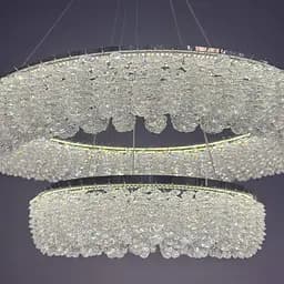 Підвісна кришталева LED-люстра для вітальні Linisoln 7903-60×40 140 Вт хром із димером до 20 м2 - мініатюра 4
