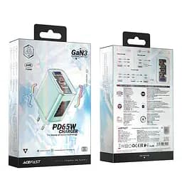 Мережевий зарядний пристрій Acefast A45 USB/2 Type-C QC PD PD65W GaN бірюзовий - мініатюра 6