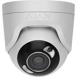 IP-камера проводная Ajax TurretCam HL white, 8 Мп, 2,8 мм, гибридная подсветка IR 35 м, белый LED 50 м, PoE, True WDR, IP 65, ИК 35 м, аудио, угол обзора 100°–110°, купольная, белая