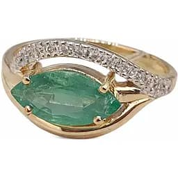 Золотое кольцо АЛЬБИНА с бриллиантами и изумрудом. 11156 17
