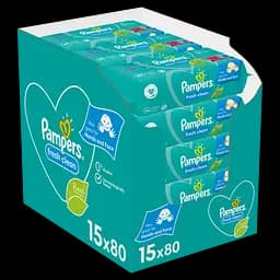 Набір дитячих вологих серветок Pampers Baby Fresh Clean, 1200 шт. (15 упаковок по 80 шт.)