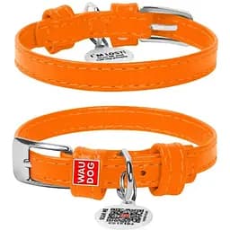 Нашийник для собак Waudog Glamour шкіряний з QR паспортом, без прикрас, XS, Ш 9 мм, Дов 18-21 см (4820152560575)