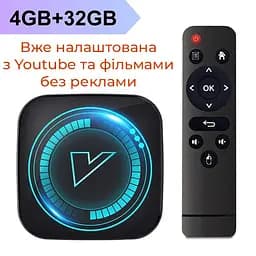 Смарт ТВ приствка Vontar H618 4/32Gb Android TV 11. Медіаплеєр 8K HDR. YouTube та фільми без реклами, налаштування Android TV у подарунок