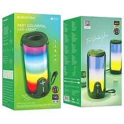 Портативна bluetooth колонка Borofone BR33 TWS з LED підсвічуванням dark зелений - мініатюра 3