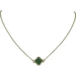 Золотое колье Платон Клевер с малахитом. 2Н122/71Б 40