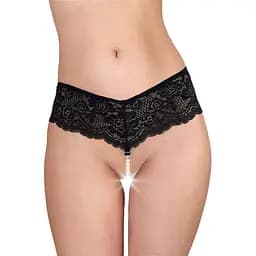 Сексуальні жіночі трусики Art of Sex Fabiana з перлами, чорні, розмір L-2XL