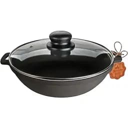 Жаровня Maysternya чугунная литая со стеклянной крышкой 20х4 см (Т1011С3Ук)