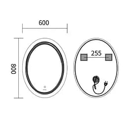 Дзеркало Mixxus Premium WAVE MV04-60x80 (LED Touch, Anti-fog (3-6,5kK)) (MP6636) - мініатюра 5