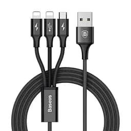 Кабель Baseus Rapid Cable USB to Lightning/microUSB/Type-C 3A 1.2m CAMLT-SU01 Black