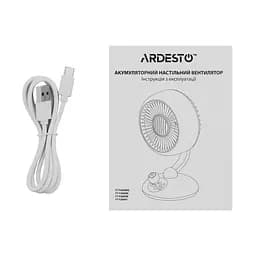 ARDESTO Вентилятор FT-F3600BL настільний, 12см, акумулятор, підсвічування, USB-A Type-C, білий - мініатюра 7