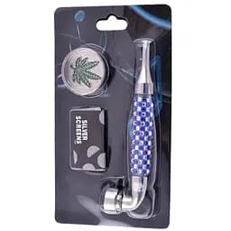 Гриндер для измельчения табака + трубка HL-YD-780 Silver Blue (10911)