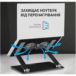 Охолоджувальна підставка для ноутбука до 15.6 дюйма OfficePro LS-122-B 2xfans Aluminum Aloy Black - мініатюра 9