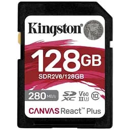 Карта памяти Kingston SDXC Canvas React Plus 128GB Class 10 UHS-II U3 V60 (SDR2V6/128GB) [120443]